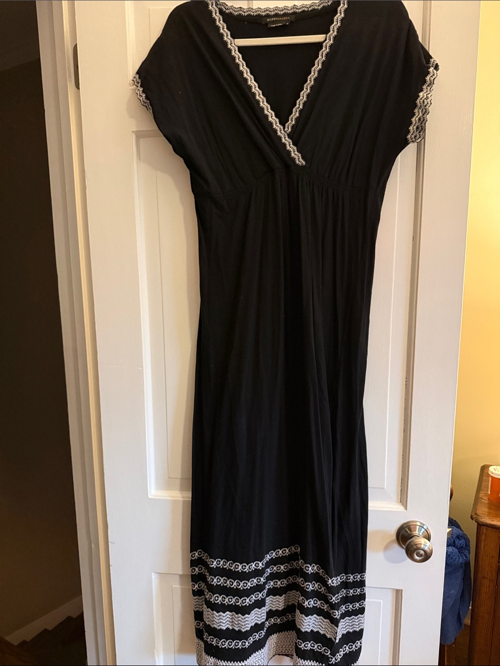 BCBGMaxAzria Black Maxi Dress with White Trim